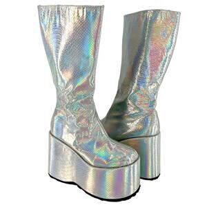 Silver holographic platform boots 500-Amara Ellie size 7